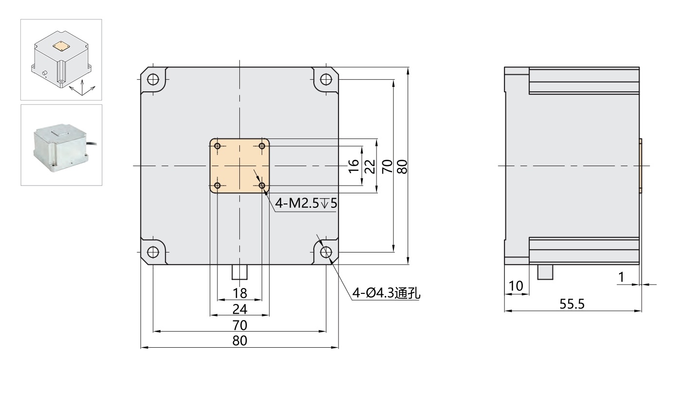 点击图片可放大查看XD611.XYZ500压电纳米定位台尺寸图